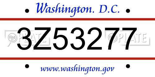 3Z53277 District Of Columbia License Plate