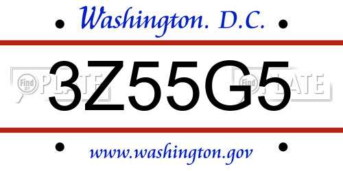 3Z55G5 District Of Columbia License Plate