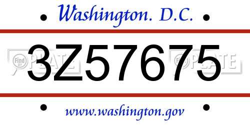 3Z57675 District Of Columbia License Plate
