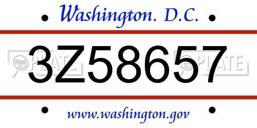 3Z58657 District Of Columbia License Plate
