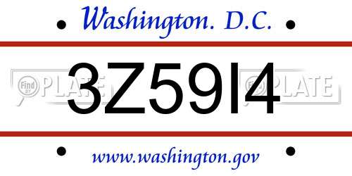 3Z59I4 District Of Columbia License Plate