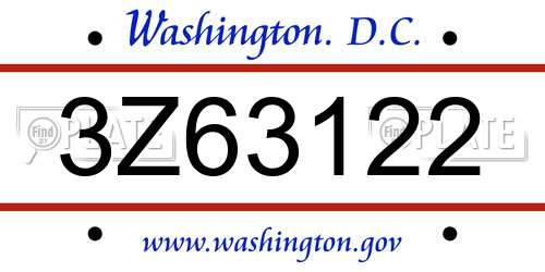 3Z63122 District Of Columbia License Plate