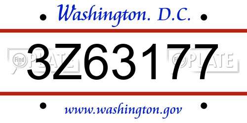 3Z63177 District Of Columbia License Plate