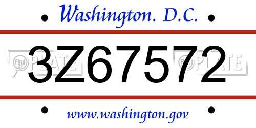 3Z67572 District Of Columbia License Plate