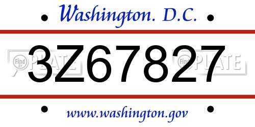 3Z67827 District Of Columbia License Plate