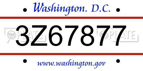 3Z67877 District Of Columbia License Plate
