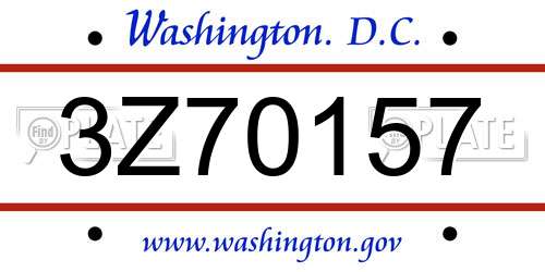 3Z70157 District Of Columbia License Plate