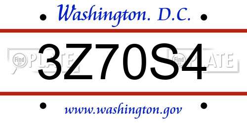 3Z70S4 District Of Columbia License Plate