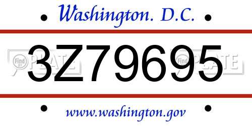 3Z79695 District Of Columbia License Plate
