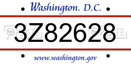 3Z82628 District Of Columbia License Plate