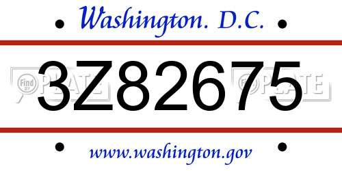 3Z82675 District Of Columbia License Plate