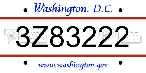 3Z83222 District Of Columbia License Plate