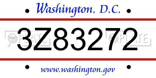 3Z83272 District Of Columbia License Plate