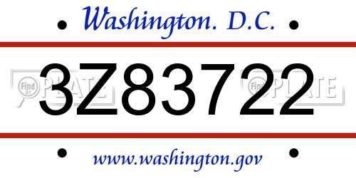 3Z83722 District Of Columbia License Plate