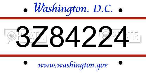 3Z84224 District Of Columbia License Plate