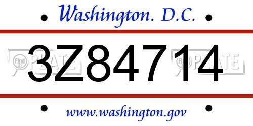 3Z84714 District Of Columbia License Plate