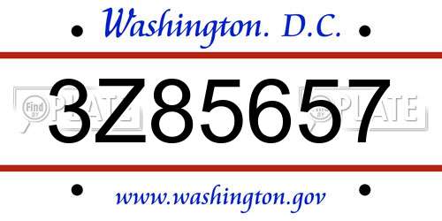 3Z85657 District Of Columbia License Plate