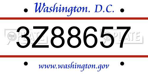 3Z88657 District Of Columbia License Plate