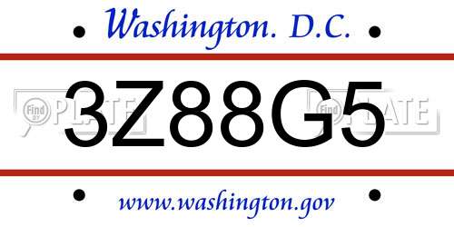 3Z88G5 District Of Columbia License Plate