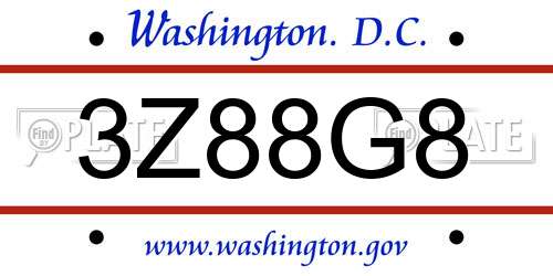 3Z88G8 District Of Columbia License Plate