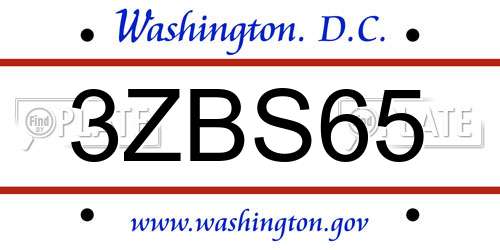 3ZBS65 District Of Columbia License Plate