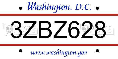 3ZBZ628 District Of Columbia License Plate