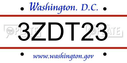 3ZDT23 District Of Columbia License Plate