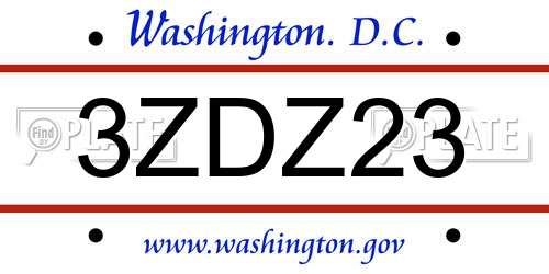 3ZDZ23 District Of Columbia License Plate
