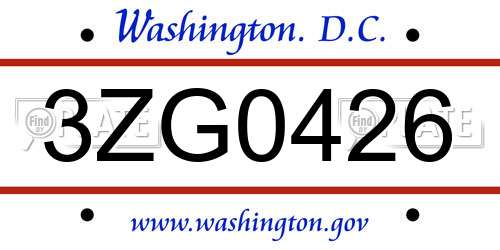3ZG0426 District Of Columbia License Plate
