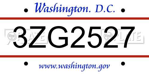 3ZG2527 District Of Columbia License Plate