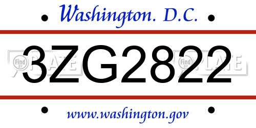 3ZG2822 District Of Columbia License Plate
