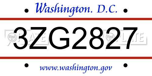 3ZG2827 District Of Columbia License Plate