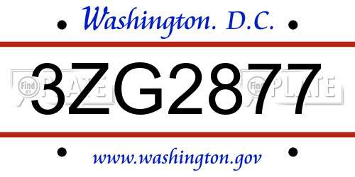 3ZG2877 District Of Columbia License Plate