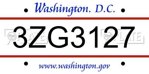 3ZG3127 District Of Columbia License Plate
