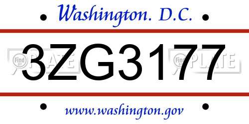 3ZG3177 District Of Columbia License Plate