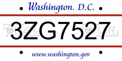 3ZG7527 District Of Columbia License Plate