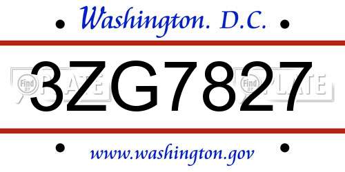 3ZG7827 District Of Columbia License Plate