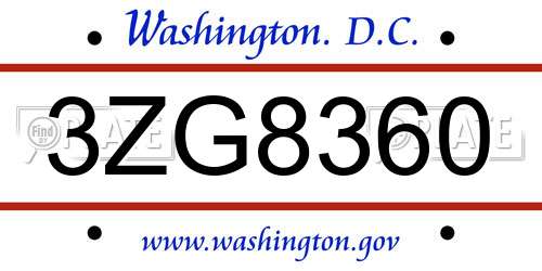 3ZG8360 District Of Columbia License Plate