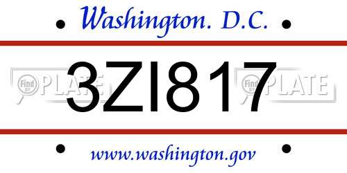 3ZI817 District Of Columbia License Plate