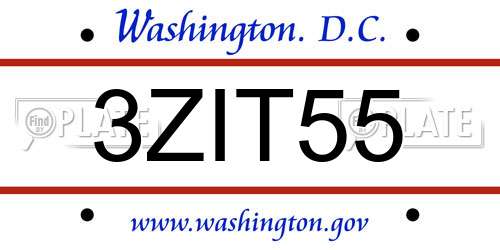 3ZIT55 District Of Columbia License Plate