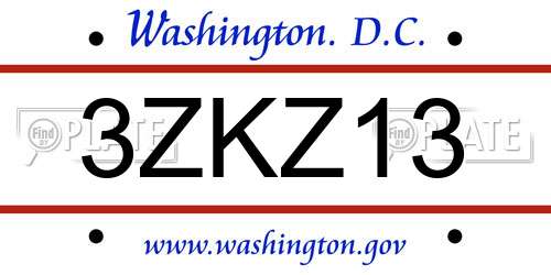 3ZKZ13 District Of Columbia License Plate