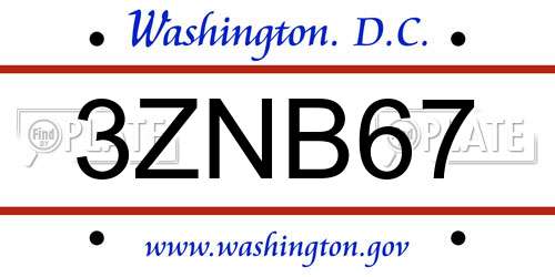 3ZNB67 District Of Columbia License Plate