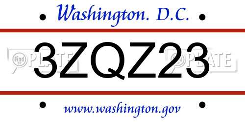 3ZQZ23 District Of Columbia License Plate