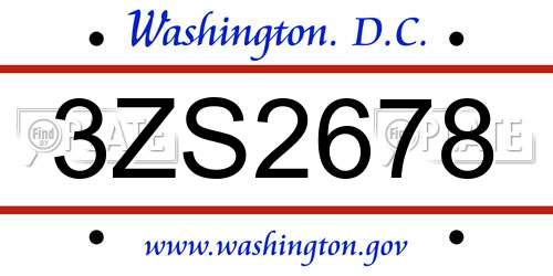 3ZS2678 District Of Columbia License Plate