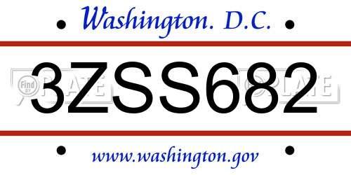 3ZSS682 District Of Columbia License Plate