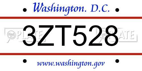 3ZT528 District Of Columbia License Plate