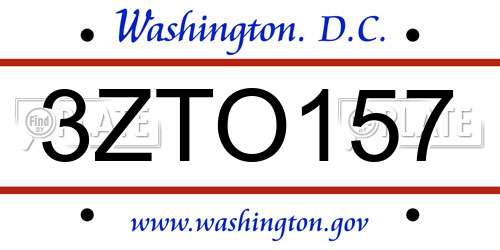3ZTO157 District Of Columbia License Plate