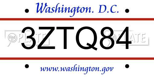 3ZTQ84 District Of Columbia License Plate