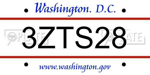 3ZTS28 District Of Columbia License Plate