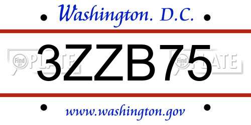 3ZZB75 District Of Columbia License Plate